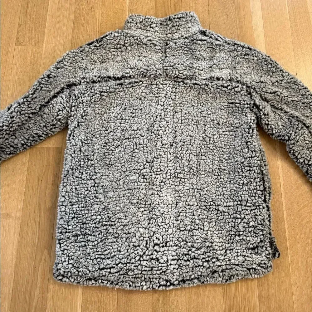 Thread & Supply Gray Plush Zip Up Sweater